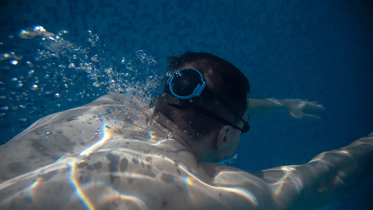 SONR Music worn by a swimmer underwater