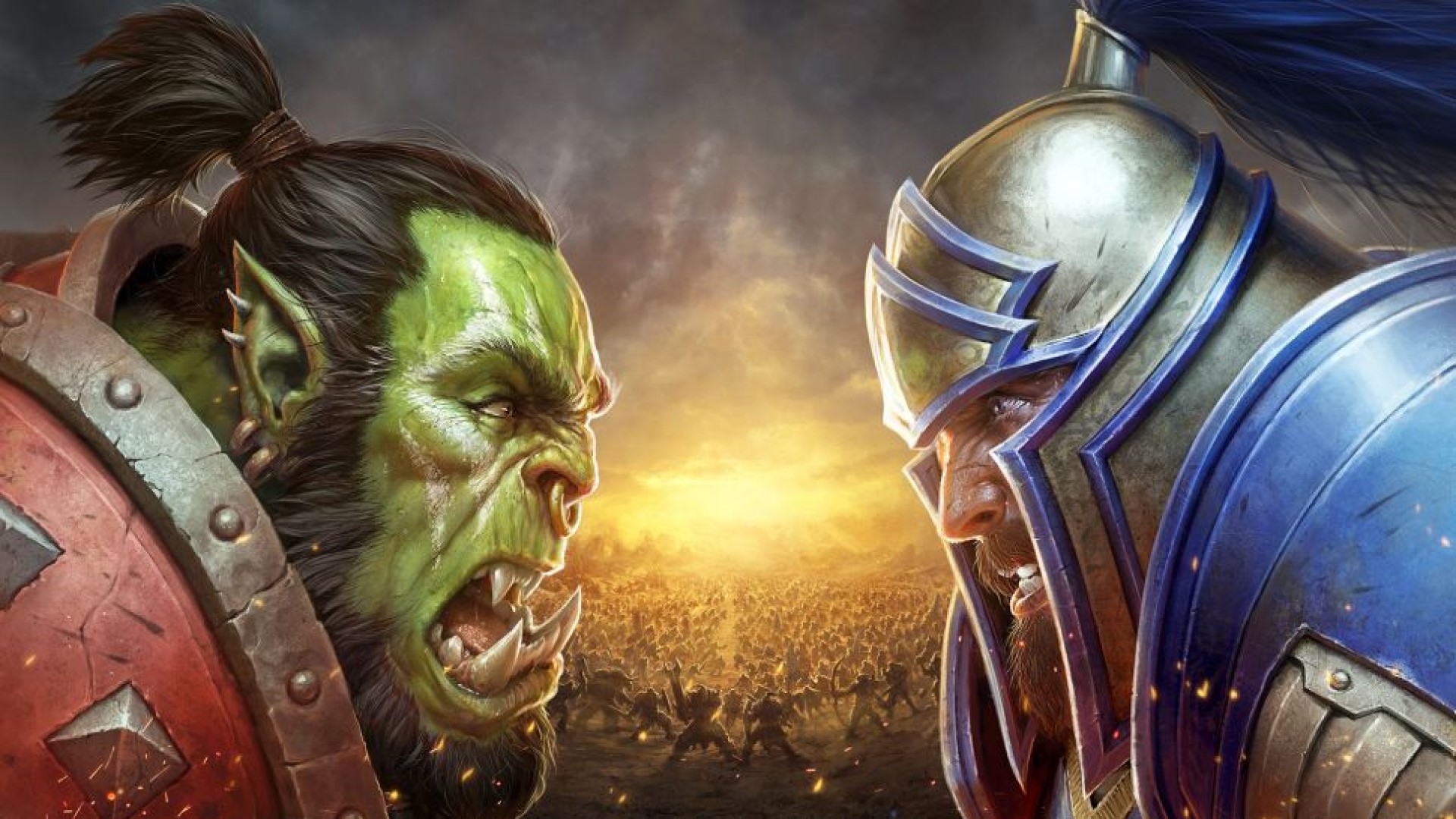 An orc and a human square off