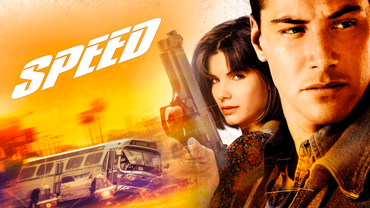 Promo image for Speed, showing Keanu Reeves and Sandra Bulluck
