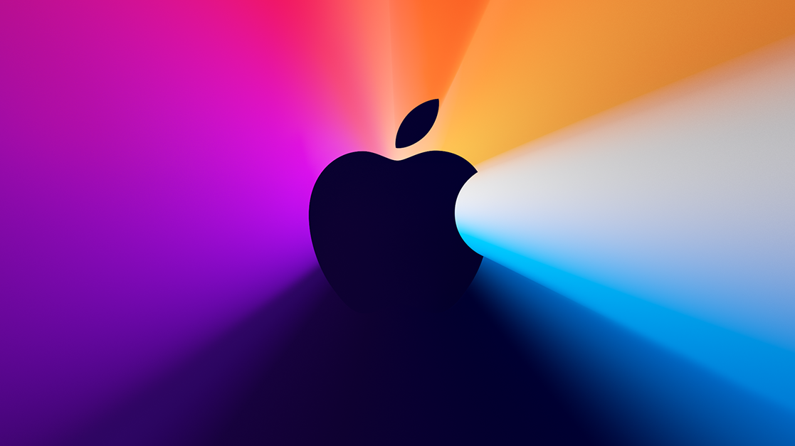 The Apple logo with a colorful background