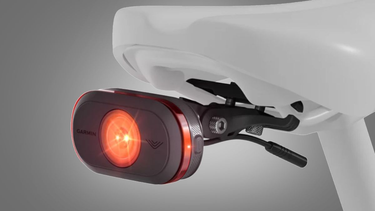A Garmin rear-view tail light on an e-bike