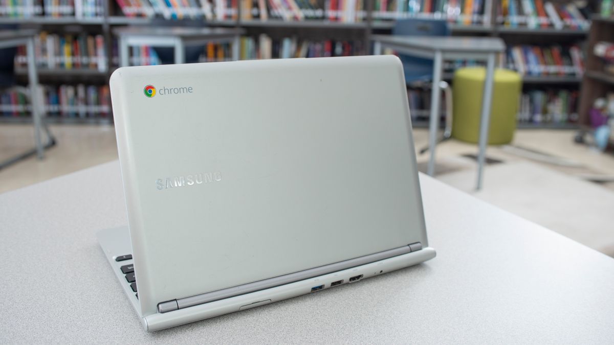 A Samsung Educational Edition Chromebook in a classroom