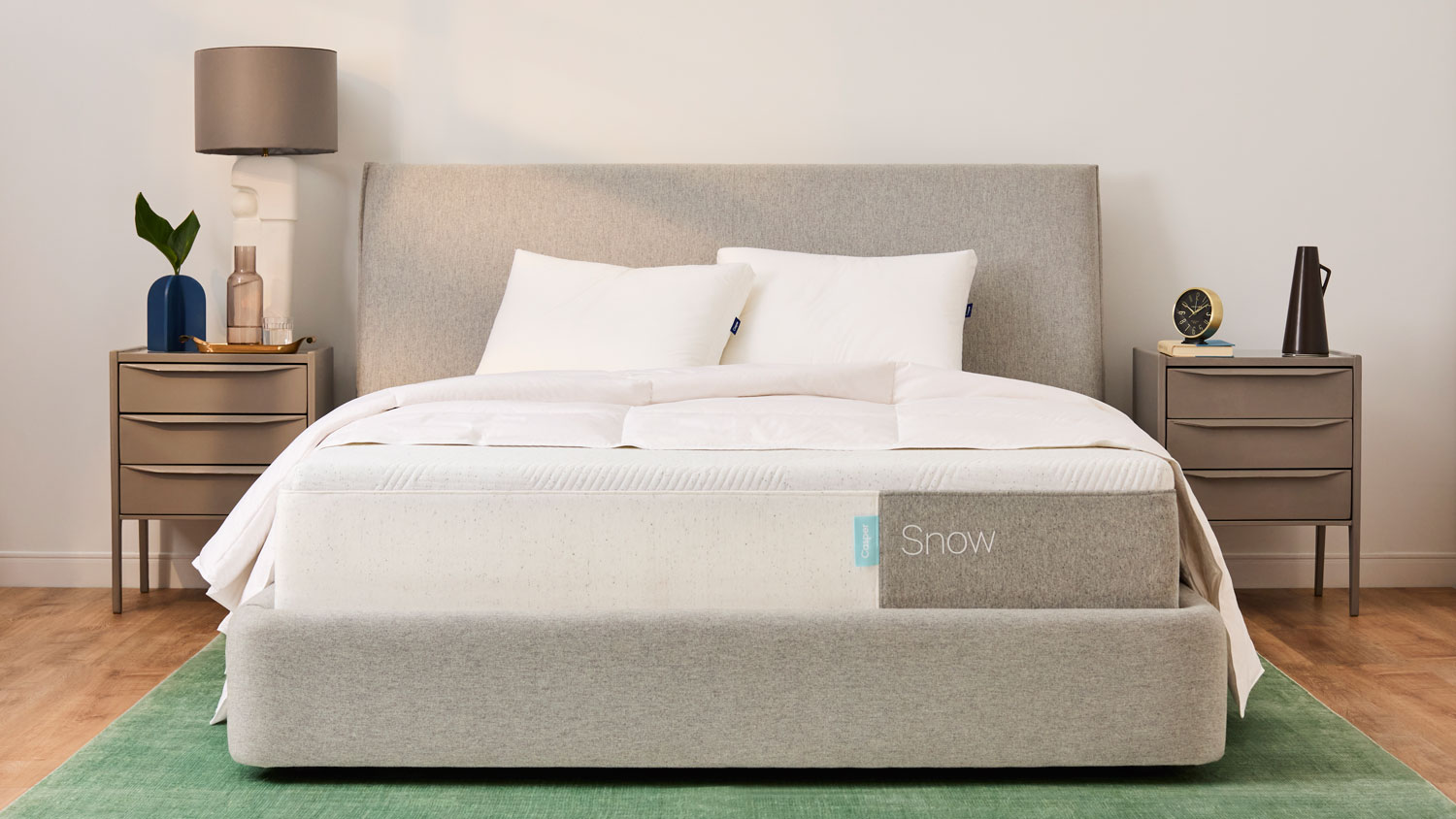 The Casper Snow mattress on a bed