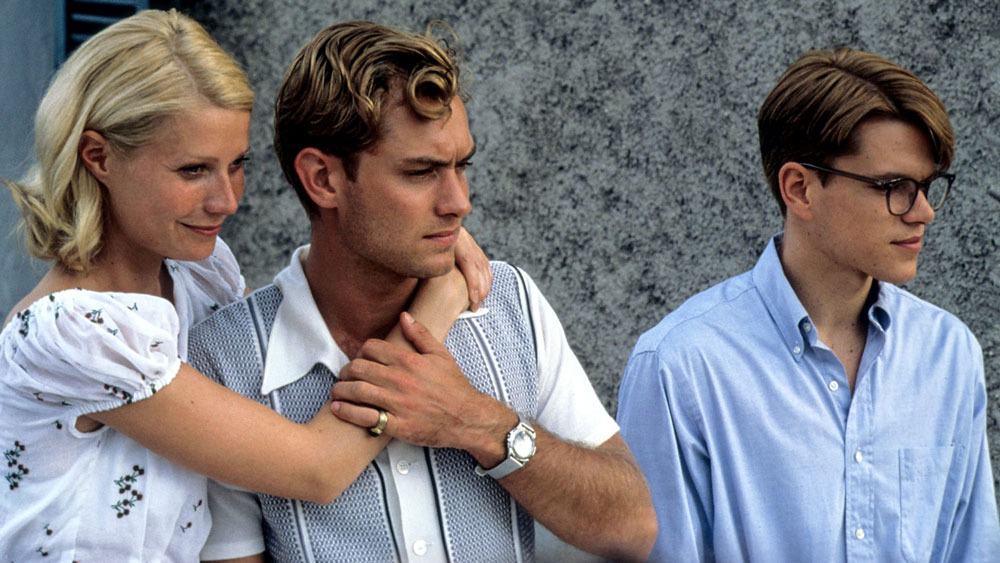 Gwyneth Paltrow, Jude Law and Matt Damon look off camera