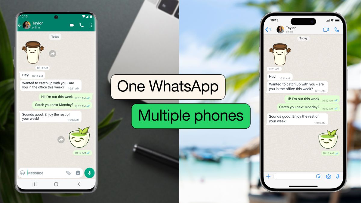 Two phones logged into the same WhatsApp account