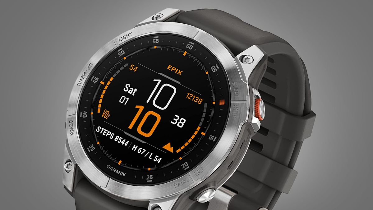 The Garmin Epix Gen 2 sports watch on a grey background