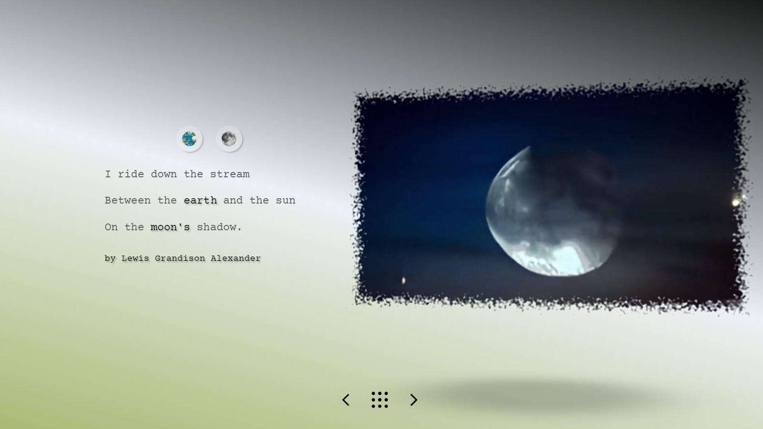 An AI gneerated image of the moon next to a poem about the moon